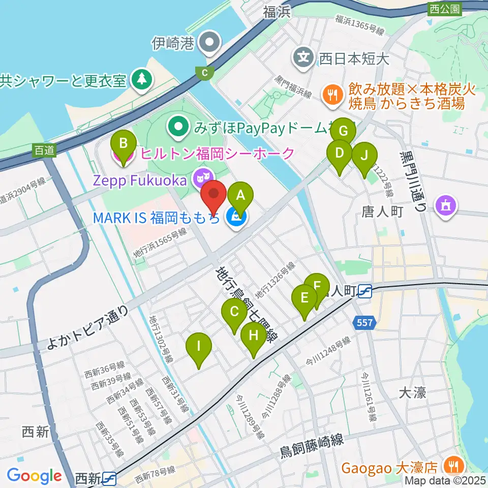 ユナイテッド・シネマ福岡ももち周辺のホテル一覧地図