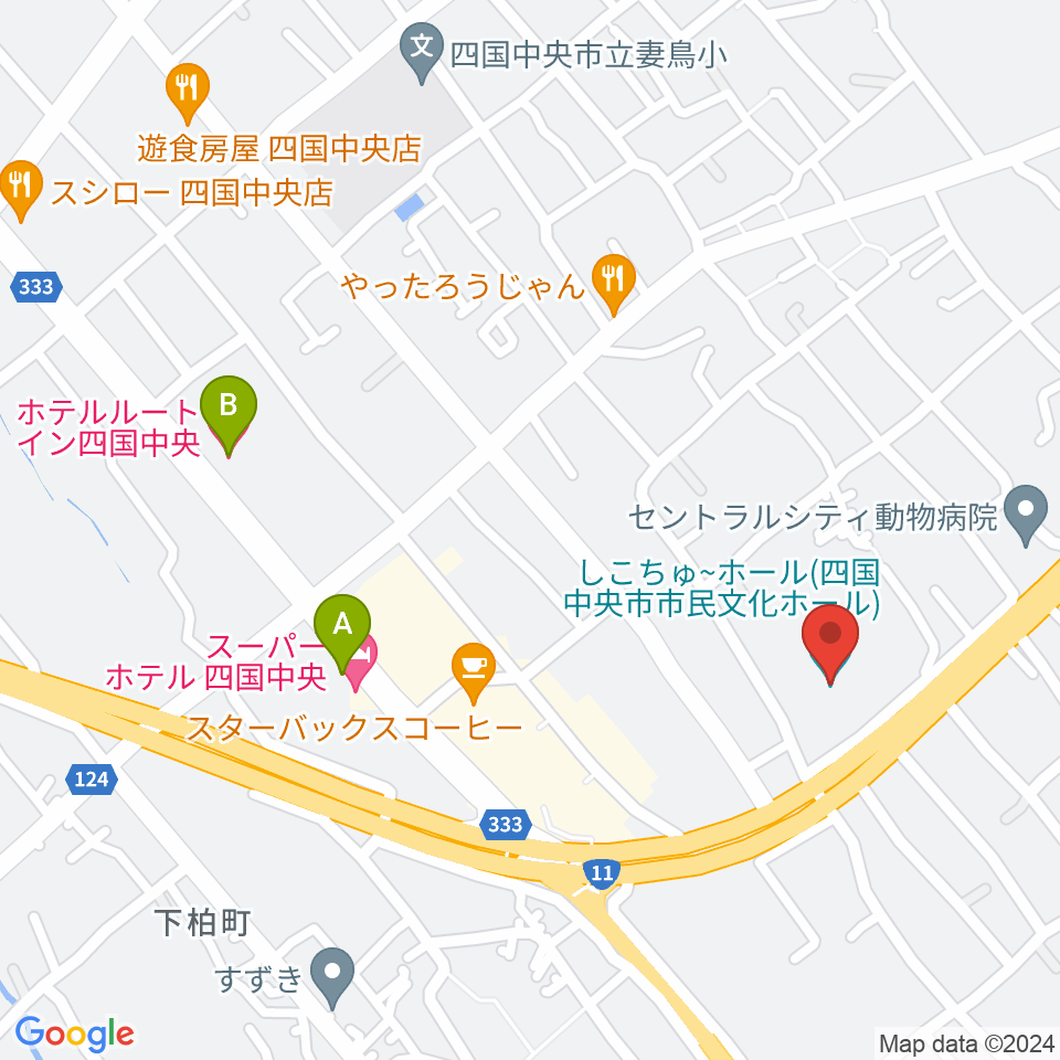 しこちゅ～ホール周辺のホテル一覧地図