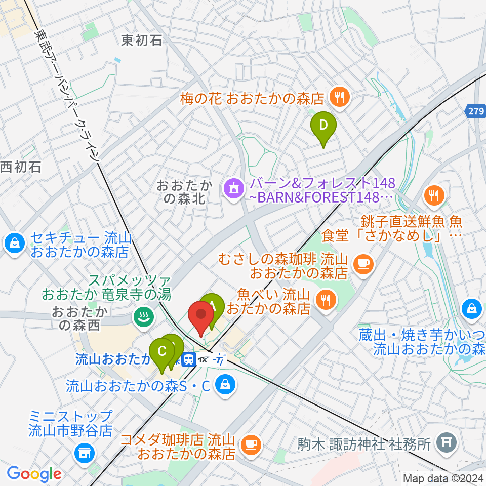 スターツおおたかの森ホール周辺のホテル一覧地図