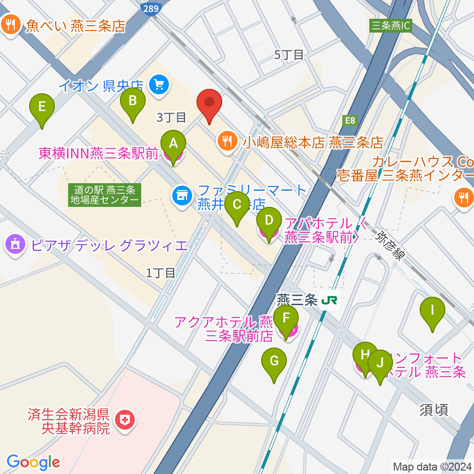 イオンシネマ県央周辺のホテル一覧地図