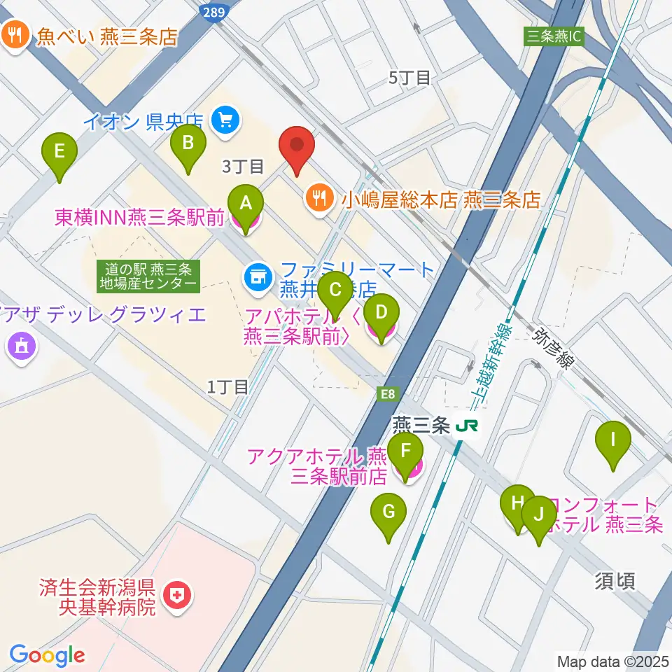 イオンシネマ県央周辺のホテル一覧地図