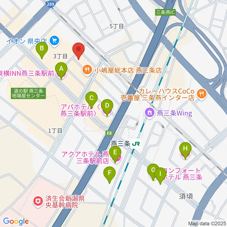 イオンシネマ県央周辺のホテル一覧地図