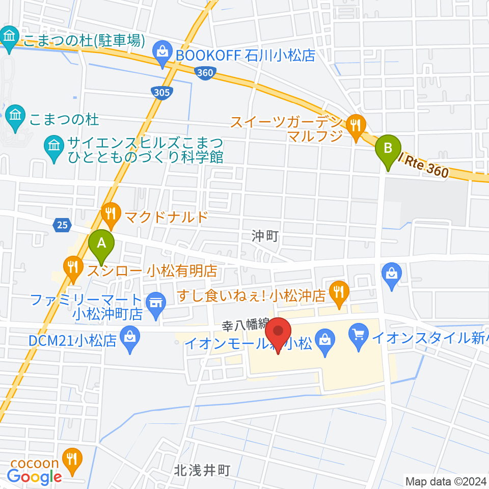 イオンシネマ新小松周辺のホテル一覧地図