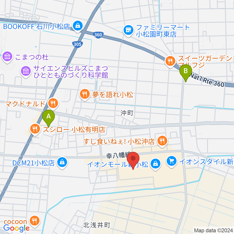 イオンシネマ新小松周辺のホテル一覧地図