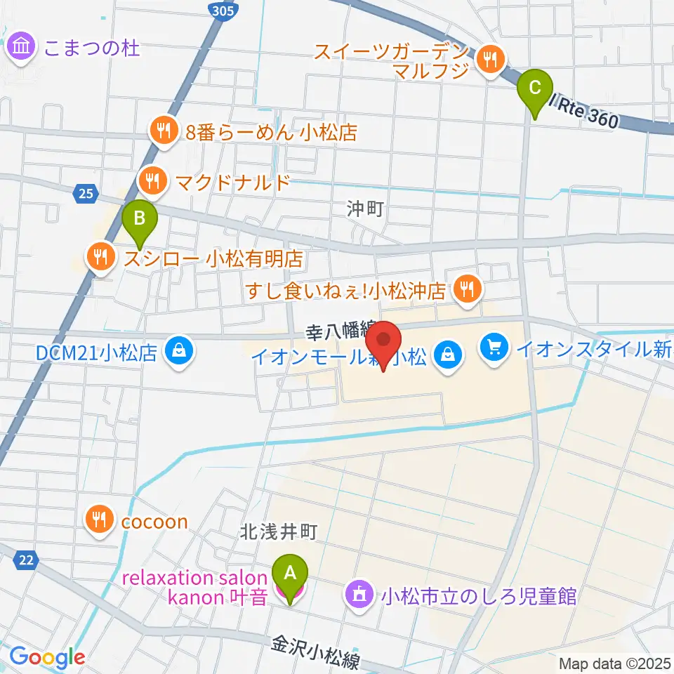 イオンシネマ新小松周辺のホテル一覧地図