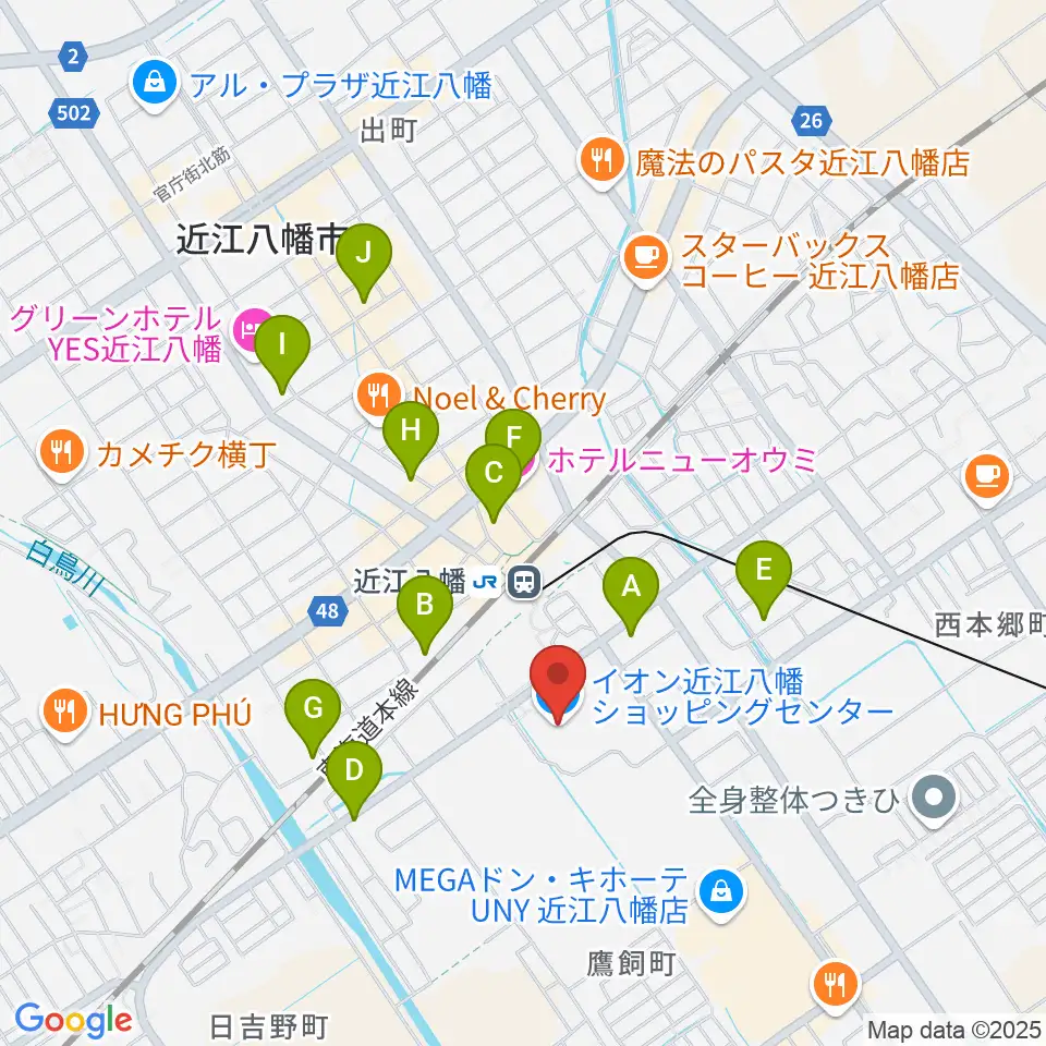 イオンシネマ近江八幡周辺のホテル一覧地図