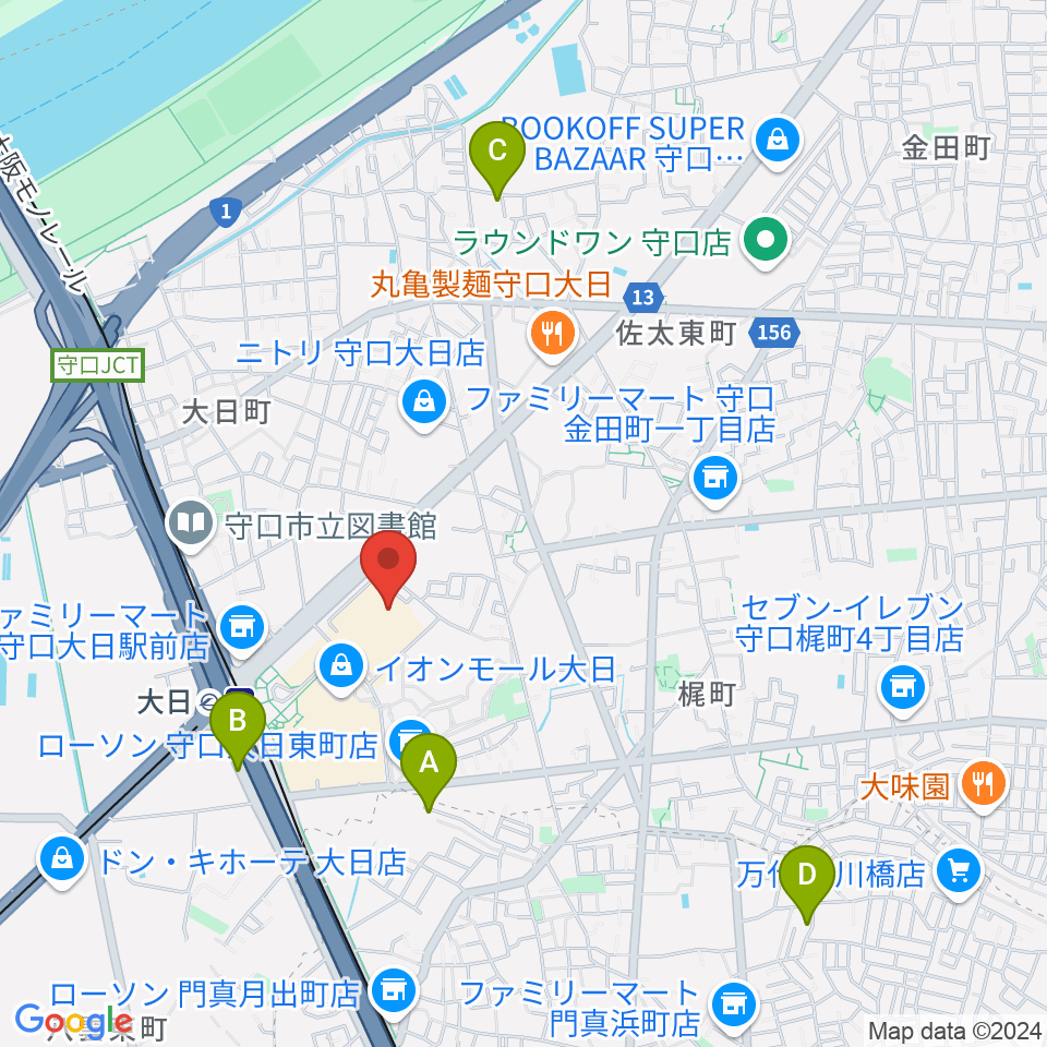 イオンシネマ大日周辺のホテル一覧地図