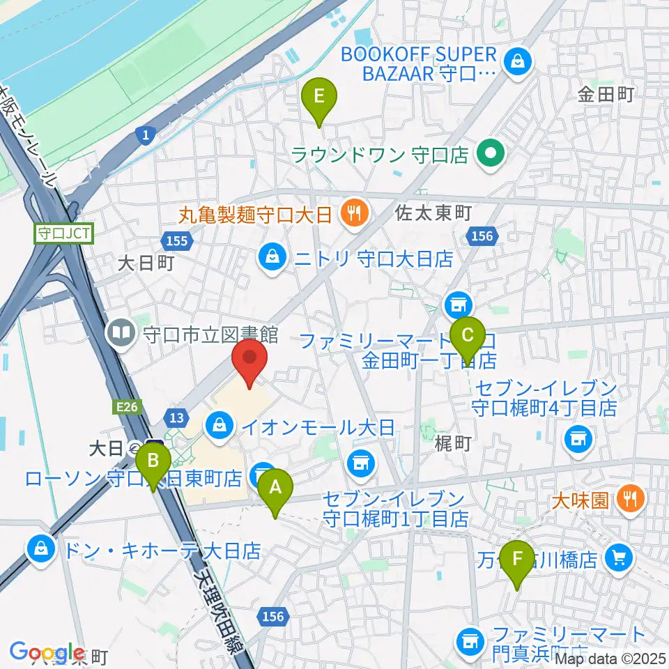 イオンシネマ大日周辺のホテル一覧地図
