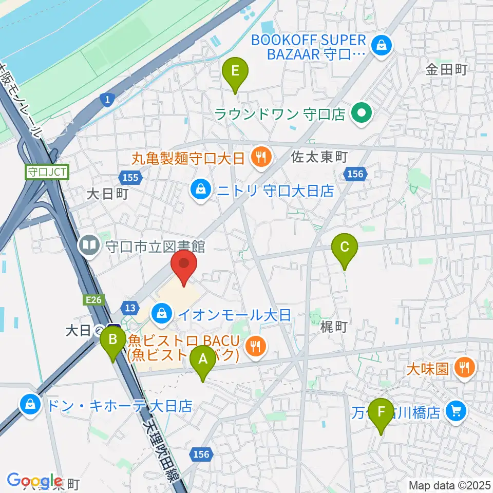 イオンシネマ大日周辺のホテル一覧地図
