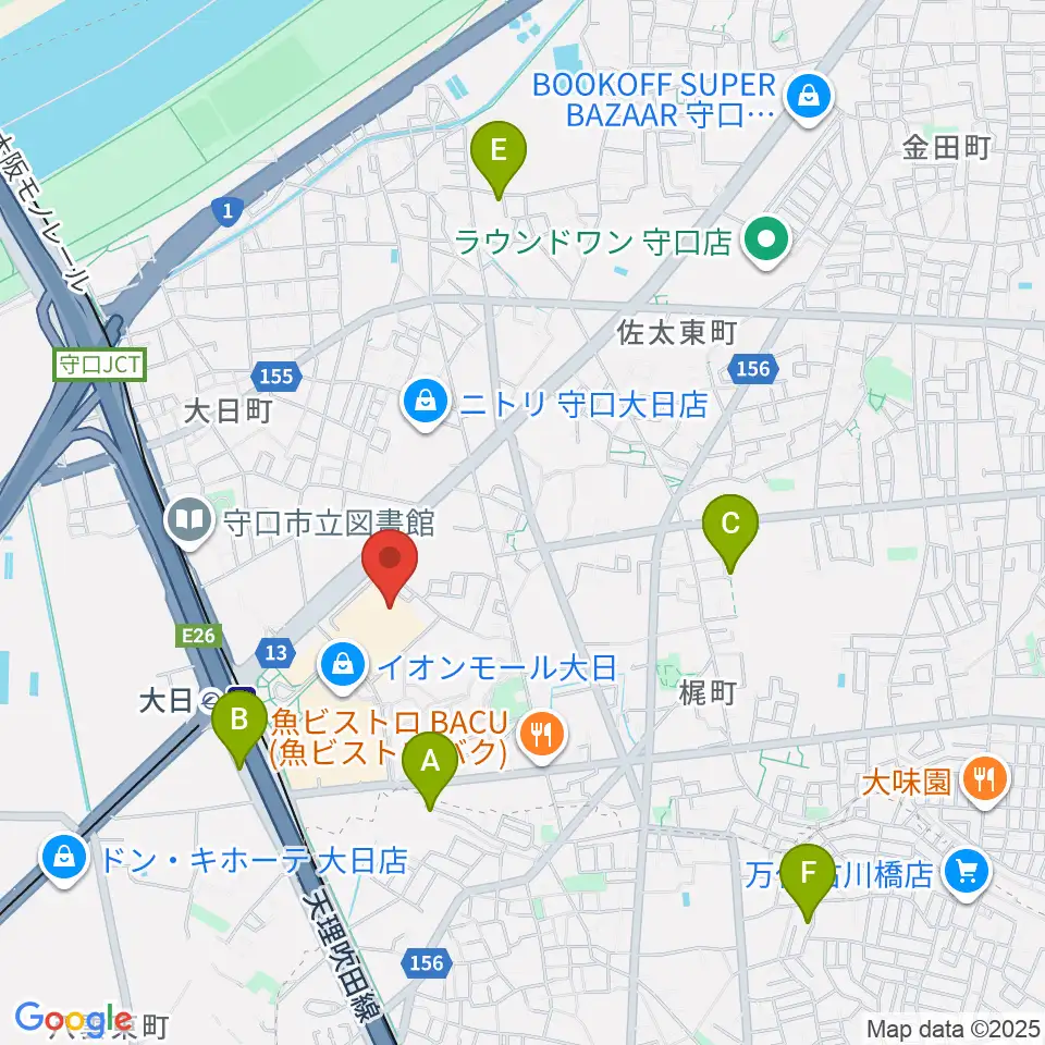 イオンシネマ大日周辺のホテル一覧地図