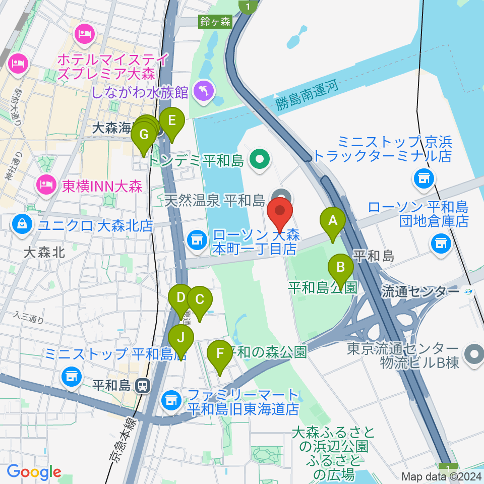 シネマサンシャイン平和島周辺のホテル一覧地図