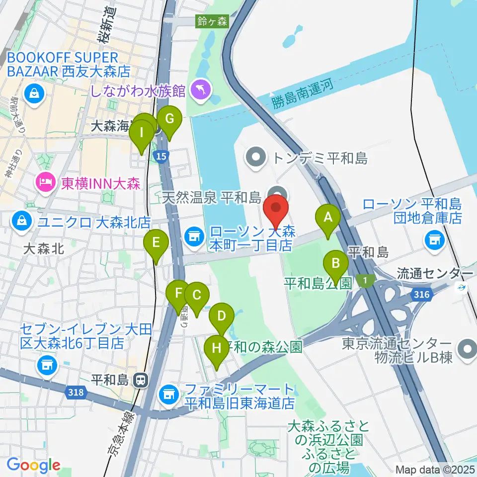 シネマサンシャイン平和島周辺のホテル一覧地図