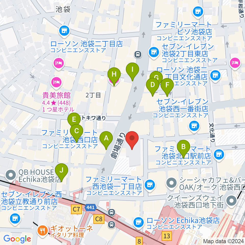 池袋シネマ・ロサ周辺のホテル一覧地図