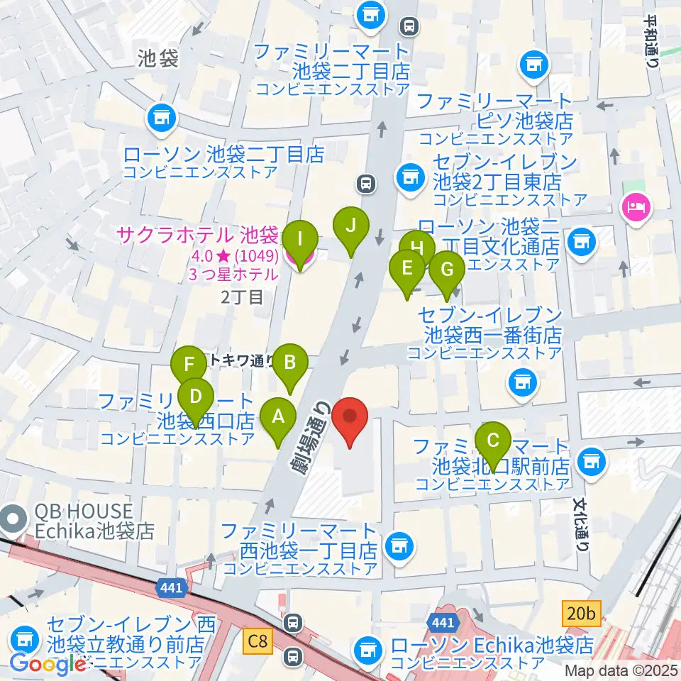 池袋シネマ・ロサ周辺のホテル一覧地図