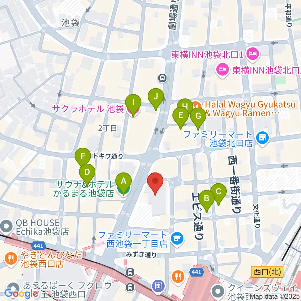 池袋シネマ・ロサ周辺のホテル一覧地図