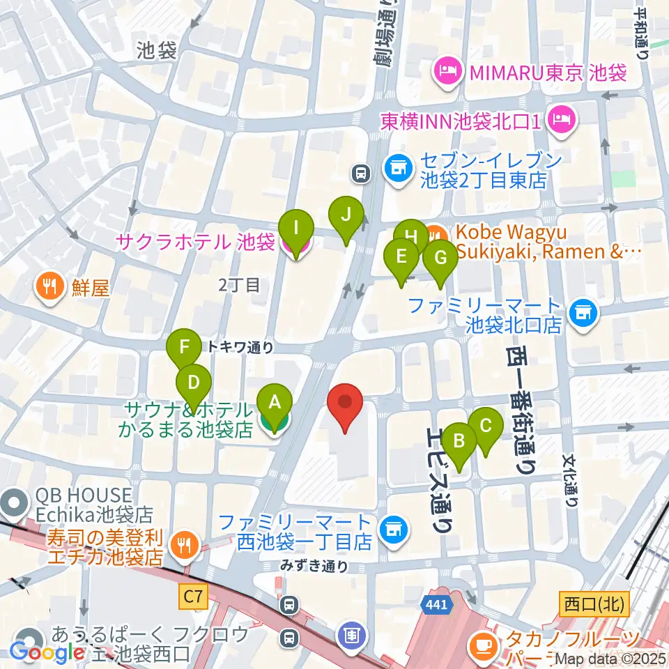 池袋シネマ・ロサ周辺のホテル一覧地図
