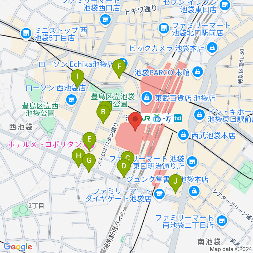 シネ・リーブル池袋周辺のホテル一覧地図