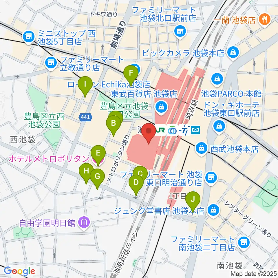 シネ・リーブル池袋周辺のホテル一覧地図
