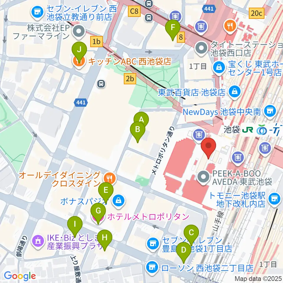 シネ・リーブル池袋周辺のホテル一覧地図