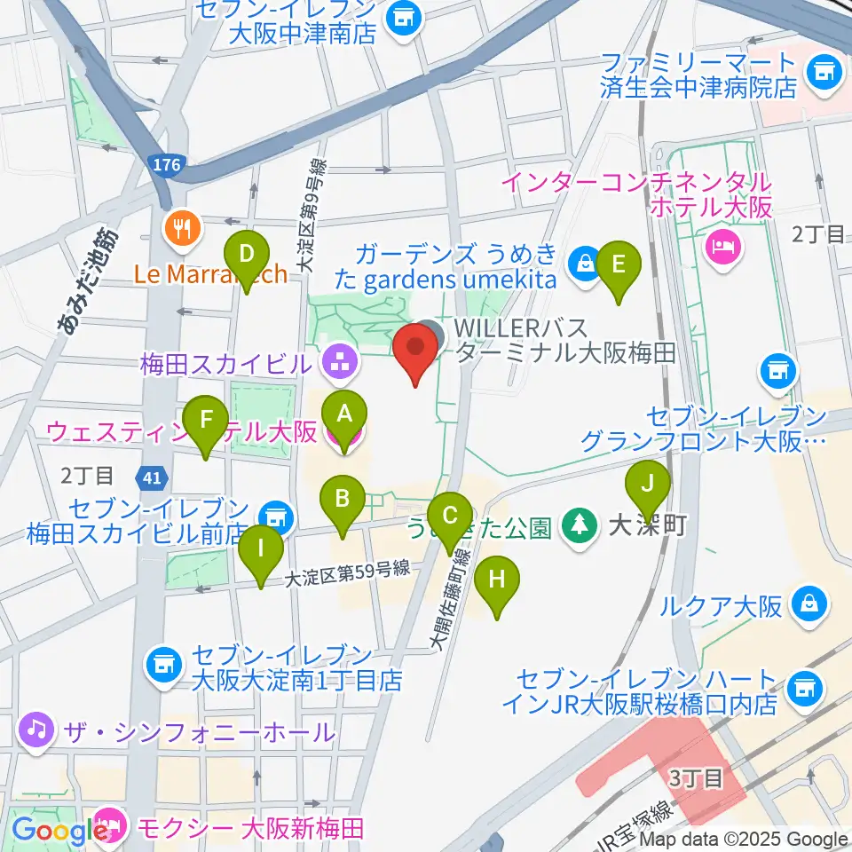 テアトル梅田周辺のホテル一覧地図