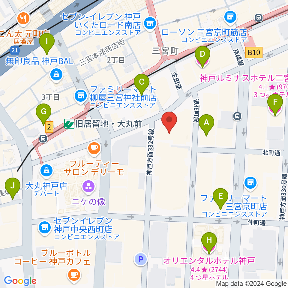 シネ・リーブル神戸周辺のホテル一覧地図