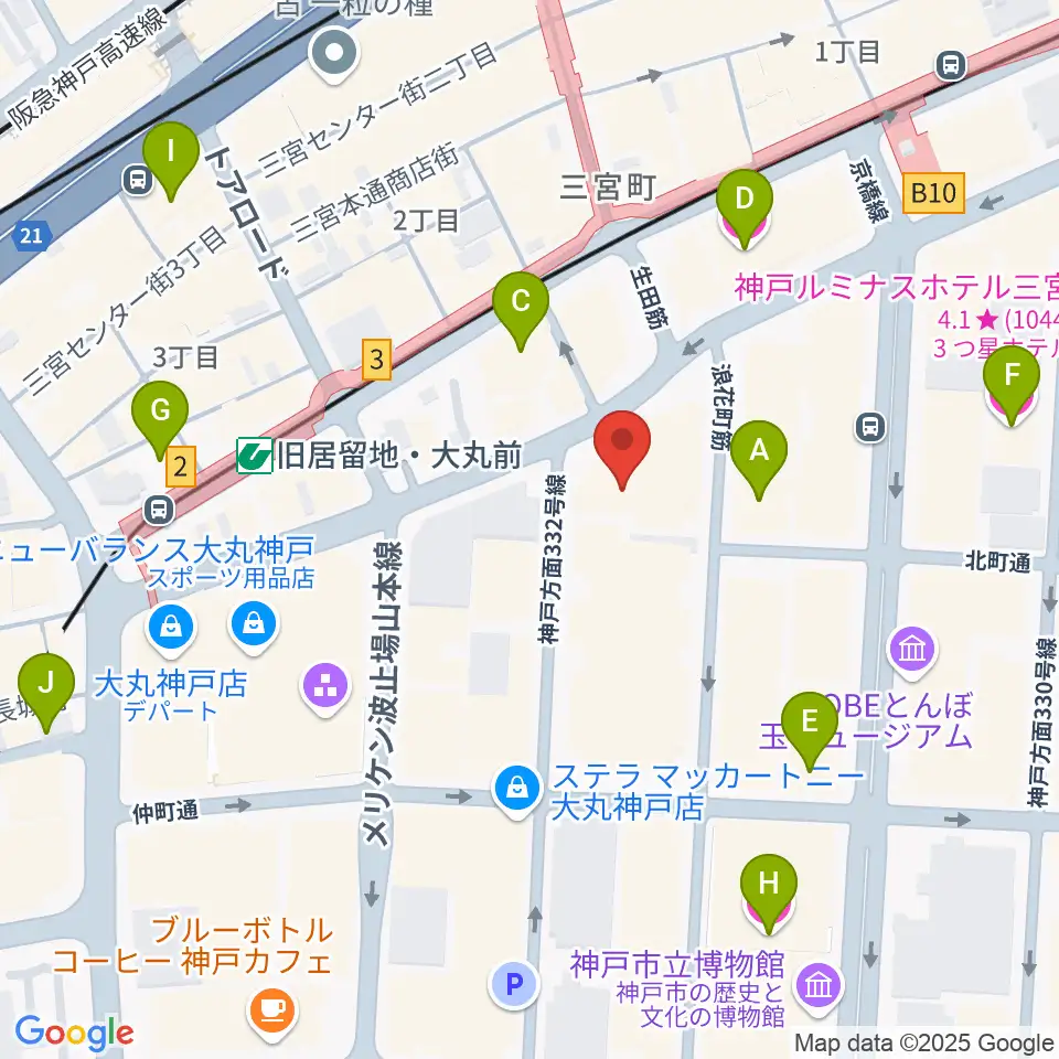 シネ・リーブル神戸周辺のホテル一覧地図