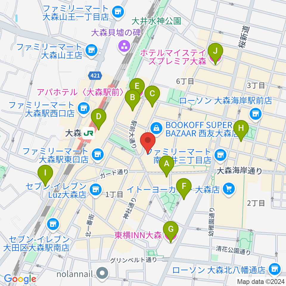 キネカ大森周辺のホテル一覧地図