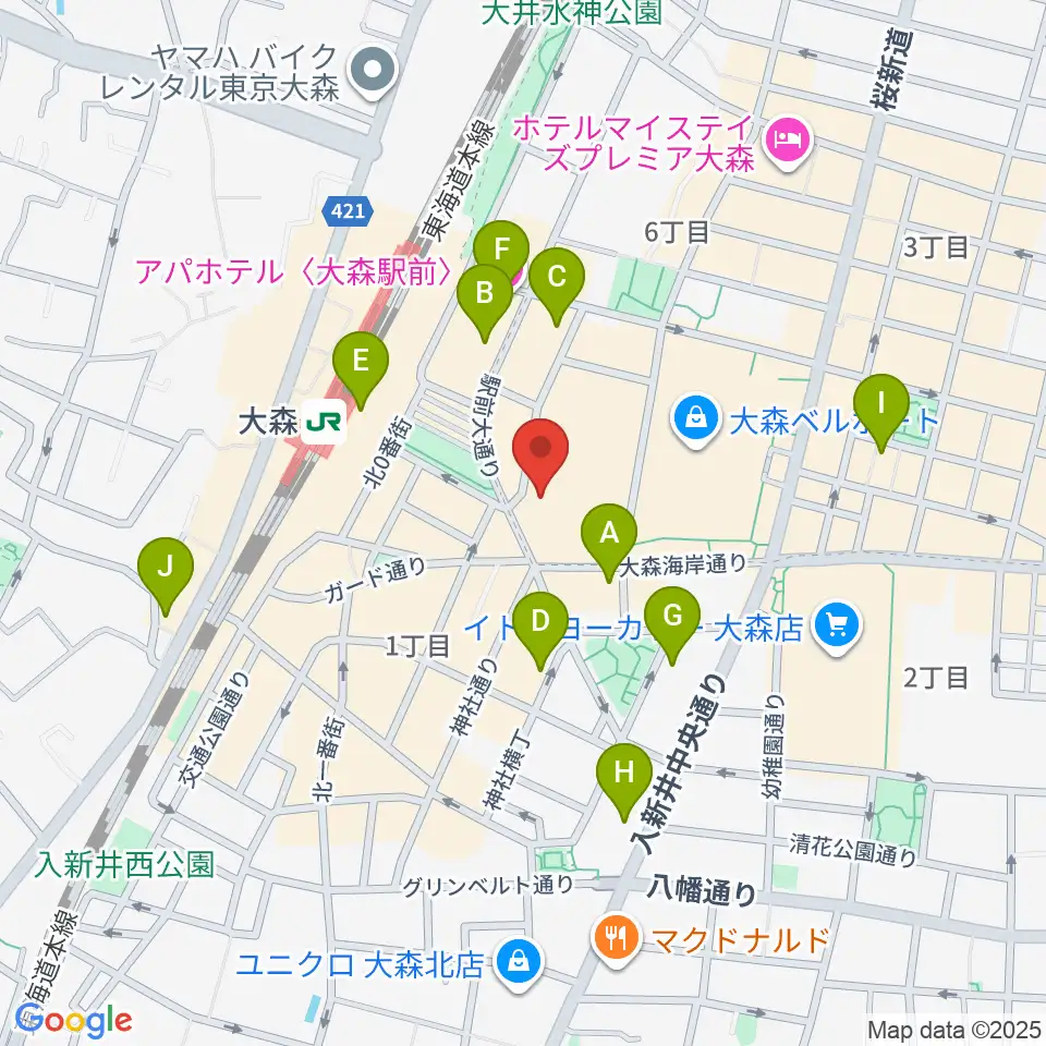 キネカ大森周辺のホテル一覧地図