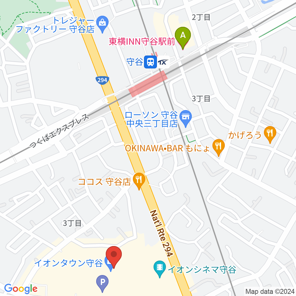 ウインズ・ユー守谷店周辺のホテル一覧地図