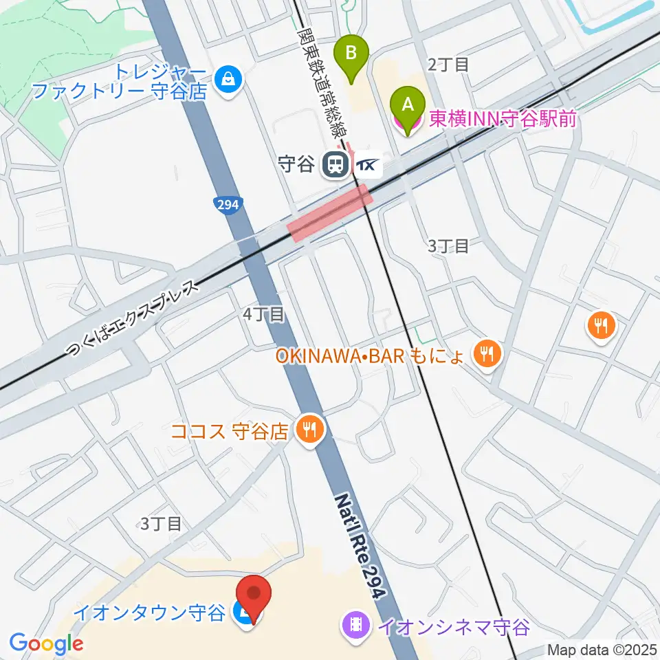 ウインズ・ユー守谷店周辺のホテル一覧地図