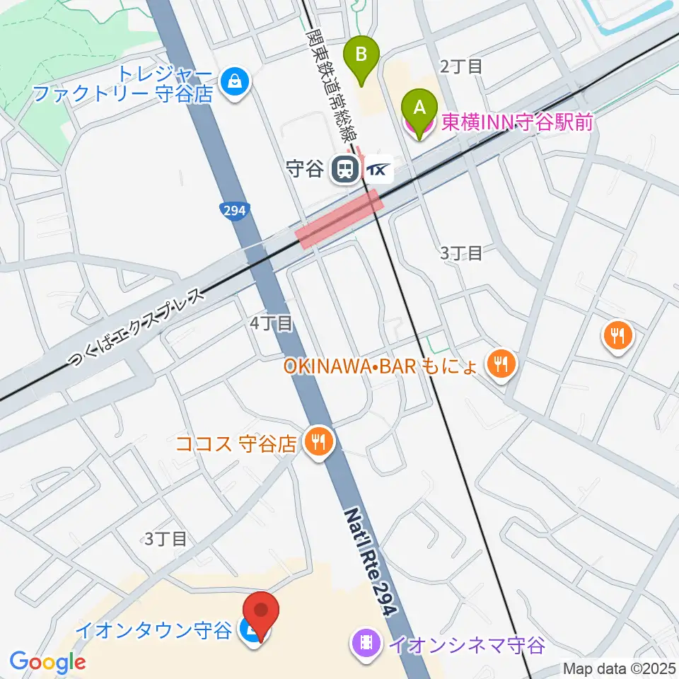 ウインズ・ユー守谷店周辺のホテル一覧地図