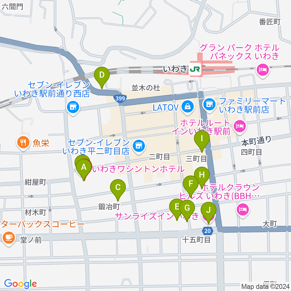 ウインズ・ユーいわき店周辺のホテル一覧地図