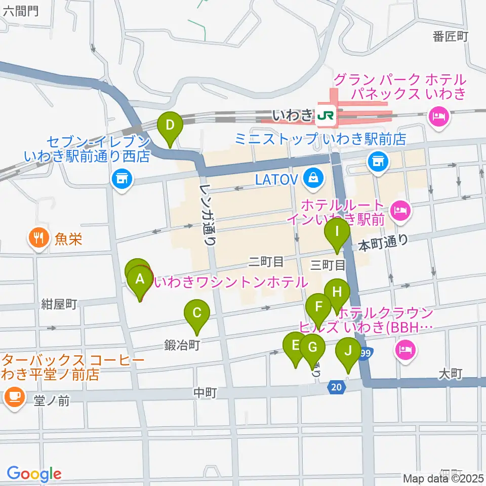 ウインズ・ユーいわき店周辺のホテル一覧地図