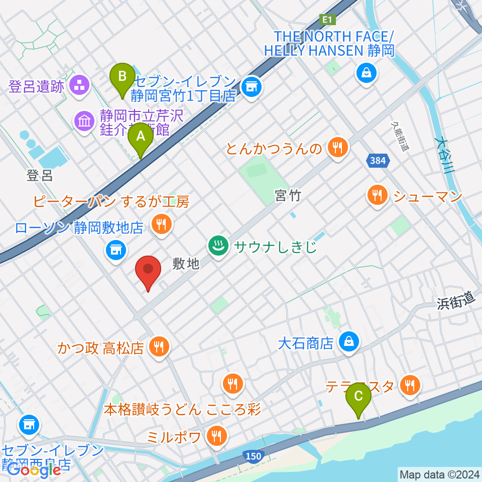 音楽天国・静岡駿河店周辺のホテル一覧地図