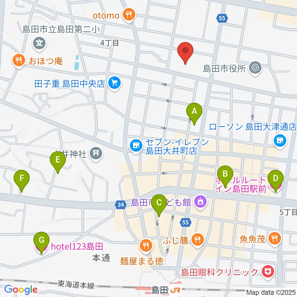 島田市民総合施設プラザおおるり周辺のホテル一覧地図