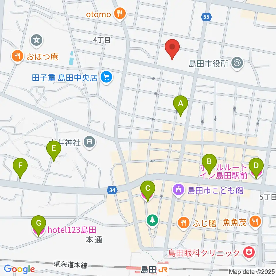 島田市民総合施設プラザおおるり周辺のホテル一覧地図