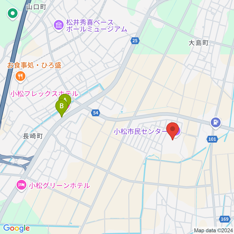 小松市民センター周辺のホテル一覧地図