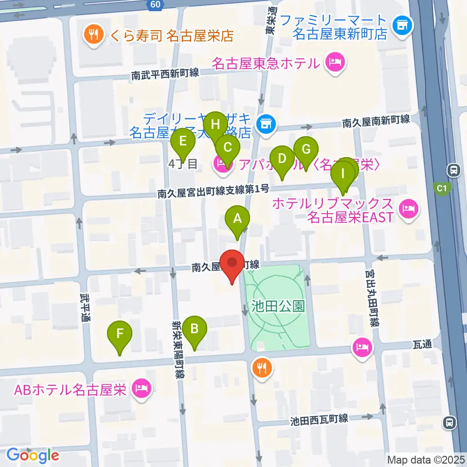 名古屋栄Brushup周辺のホテル一覧地図