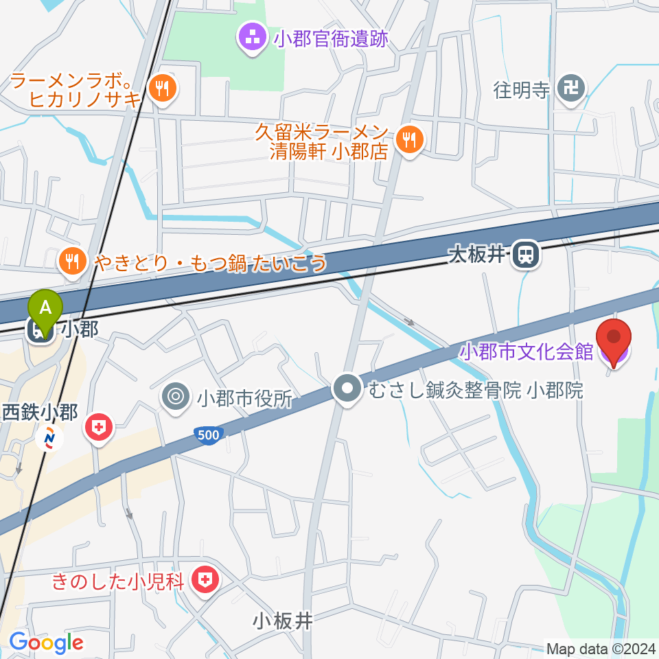 小郡市文化会館周辺のホテル一覧地図