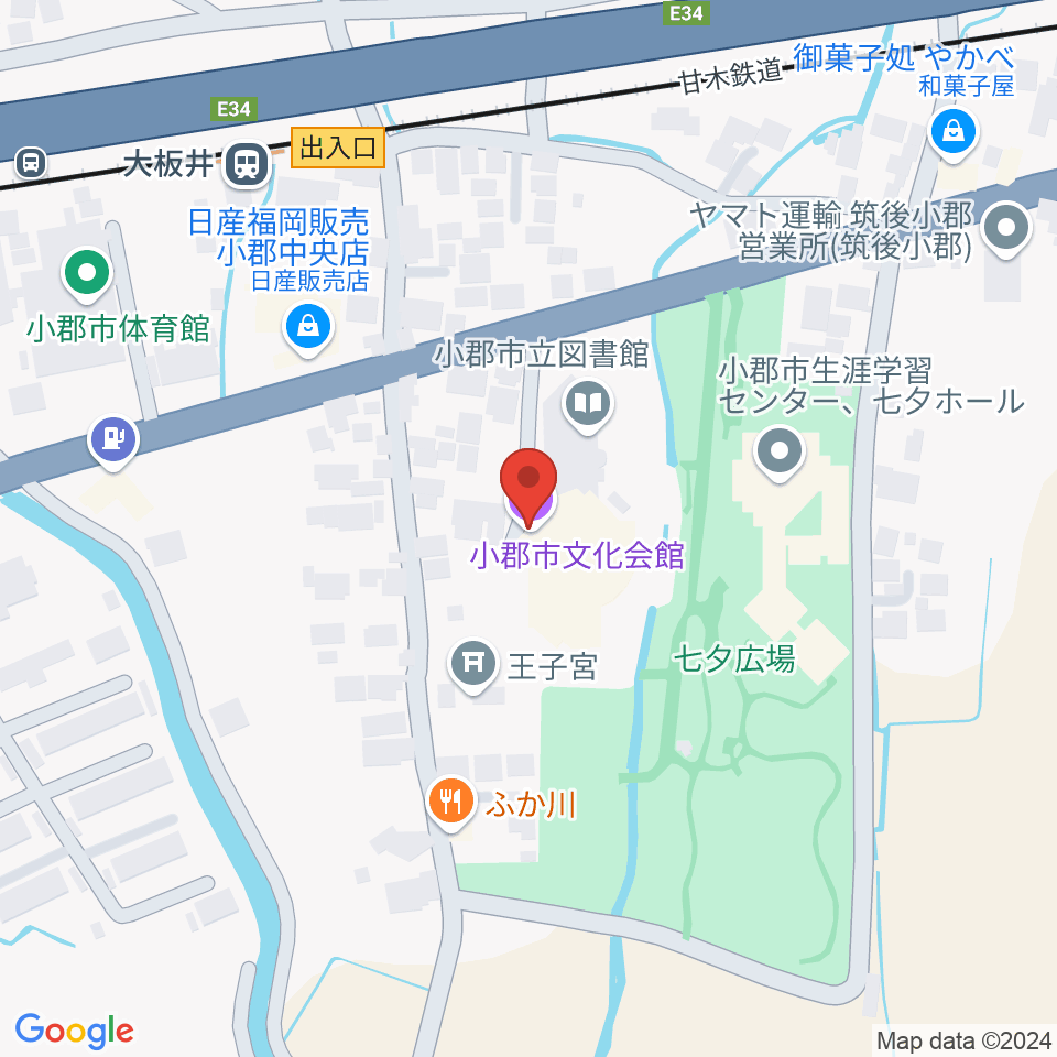 小郡市文化会館周辺のホテル一覧地図