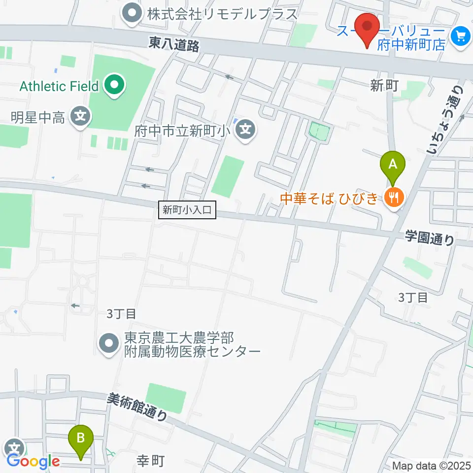 府中スタジオパステル周辺のホテル一覧地図