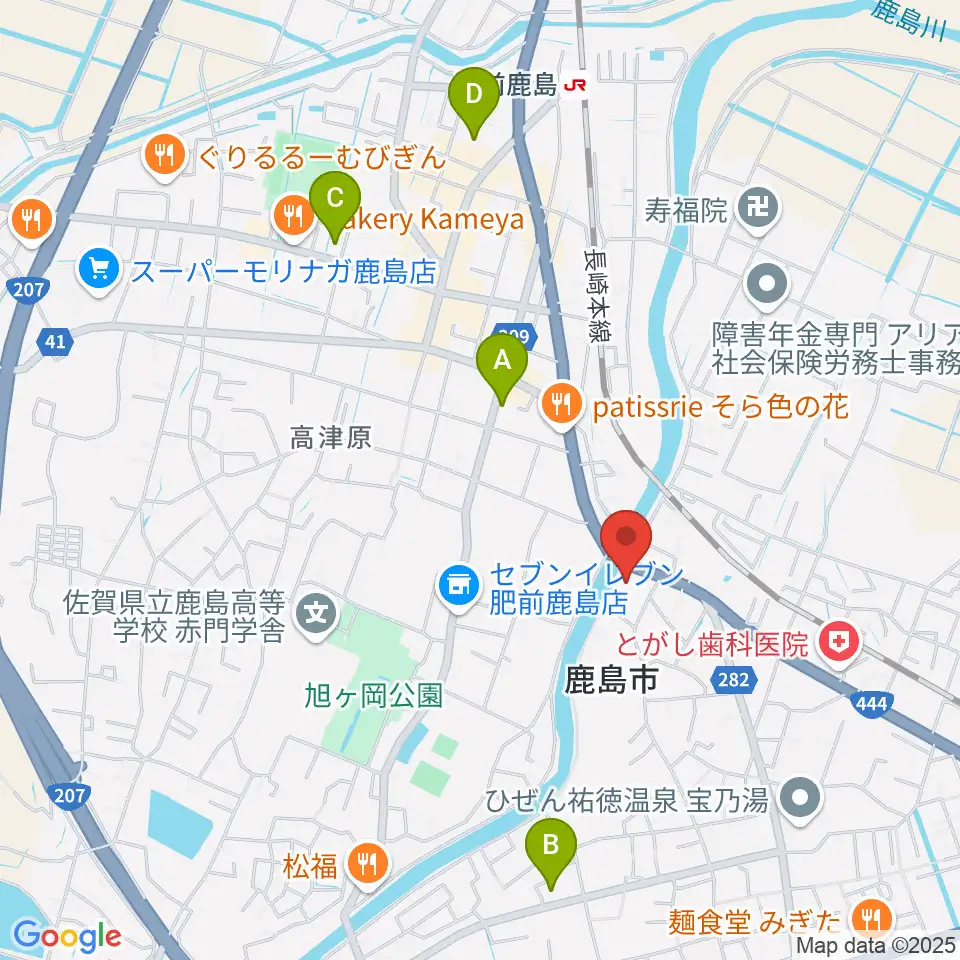 鹿島市生涯学習センター・エイブル周辺のホテル一覧地図