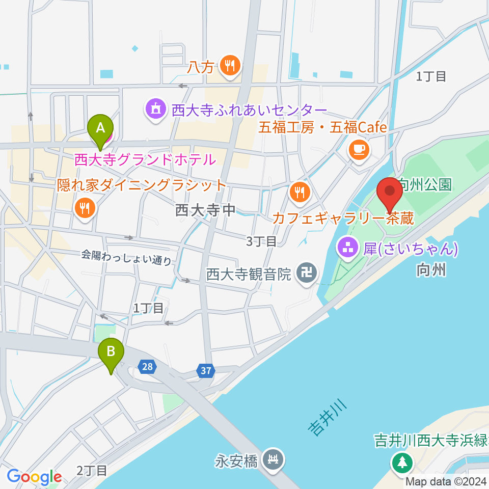 岡山市立西大寺公民館周辺のホテル一覧地図