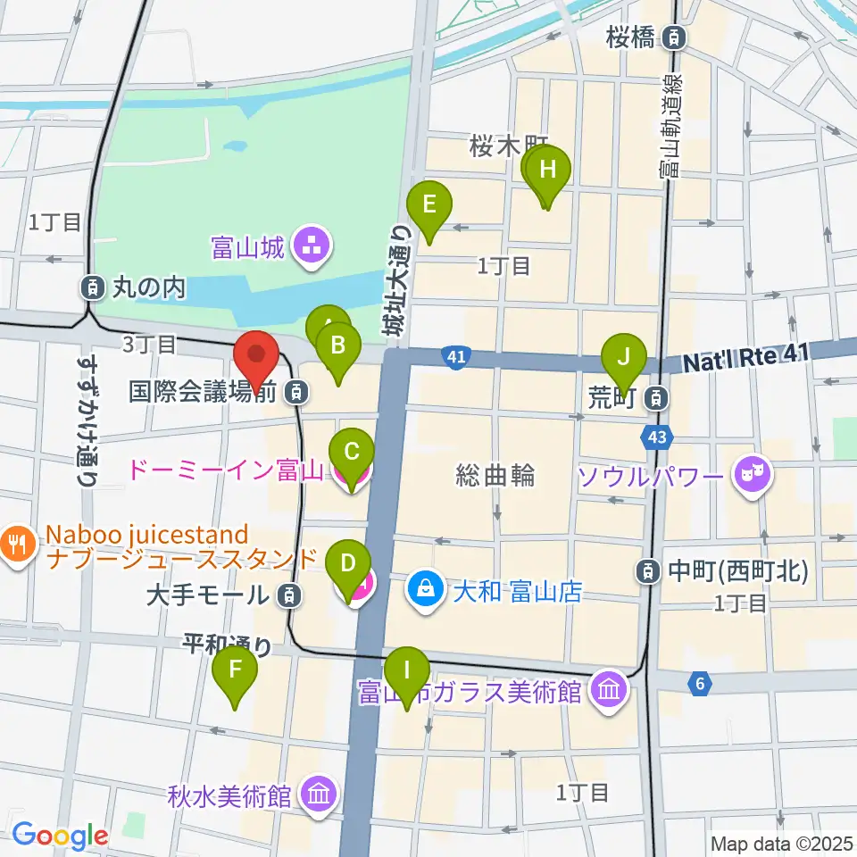 富山国際会議場 大手町フォーラム周辺のホテル一覧地図