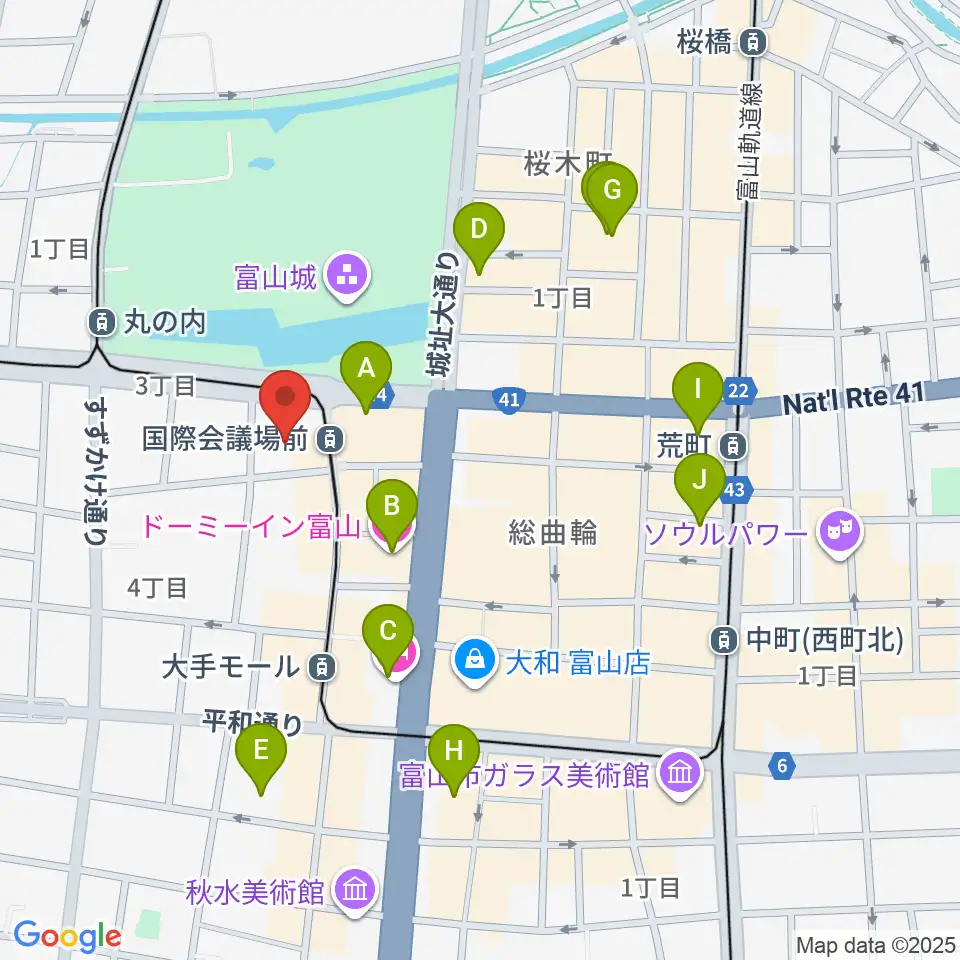 富山国際会議場 大手町フォーラム周辺のホテル一覧地図