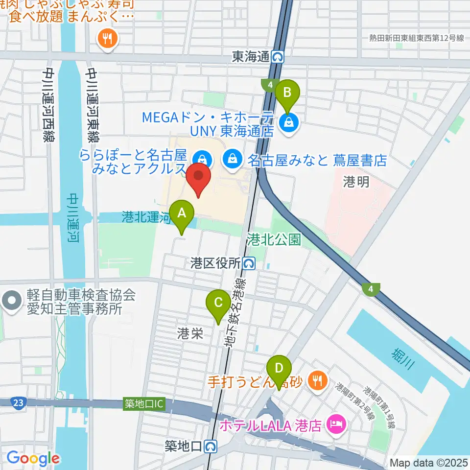 島村楽器ららぽーと名古屋みなとアクルス店周辺のホテル一覧地図