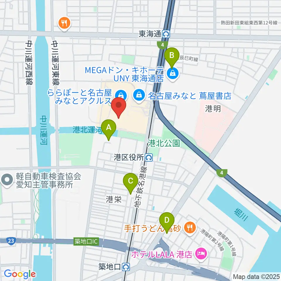 島村楽器ららぽーと名古屋みなとアクルス店周辺のホテル一覧地図