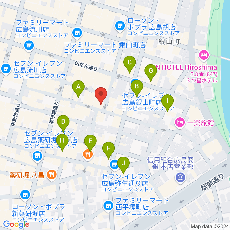 広島CONQUEST周辺のホテル一覧地図