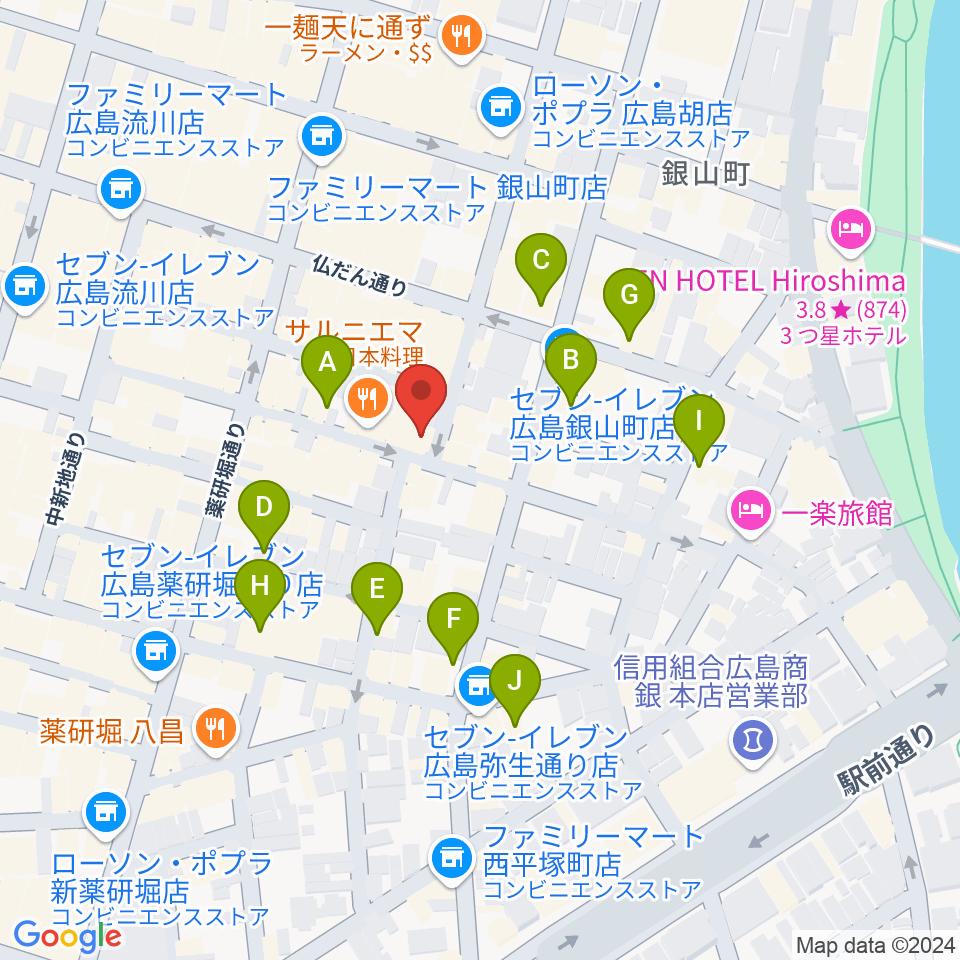 広島CONQUEST周辺のホテル一覧地図