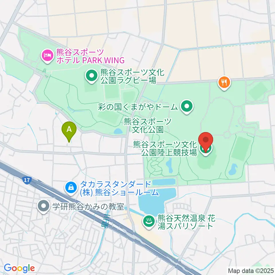熊谷スポーツ文化公園陸上競技場周辺のホテル一覧地図